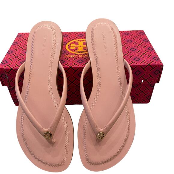 Tory Burch Women Chelsea Leather Flip Flop Thong Sandals Pink Leather Sz 8 NEW - Picture 8 of 12